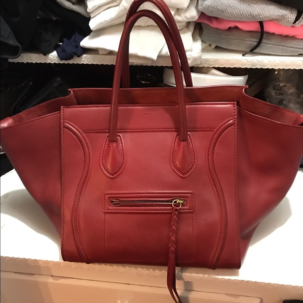 Authentic Celine redish burgundy hot color 12x12 size